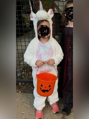 Kids White Unicorn Costume with Pastel Chest